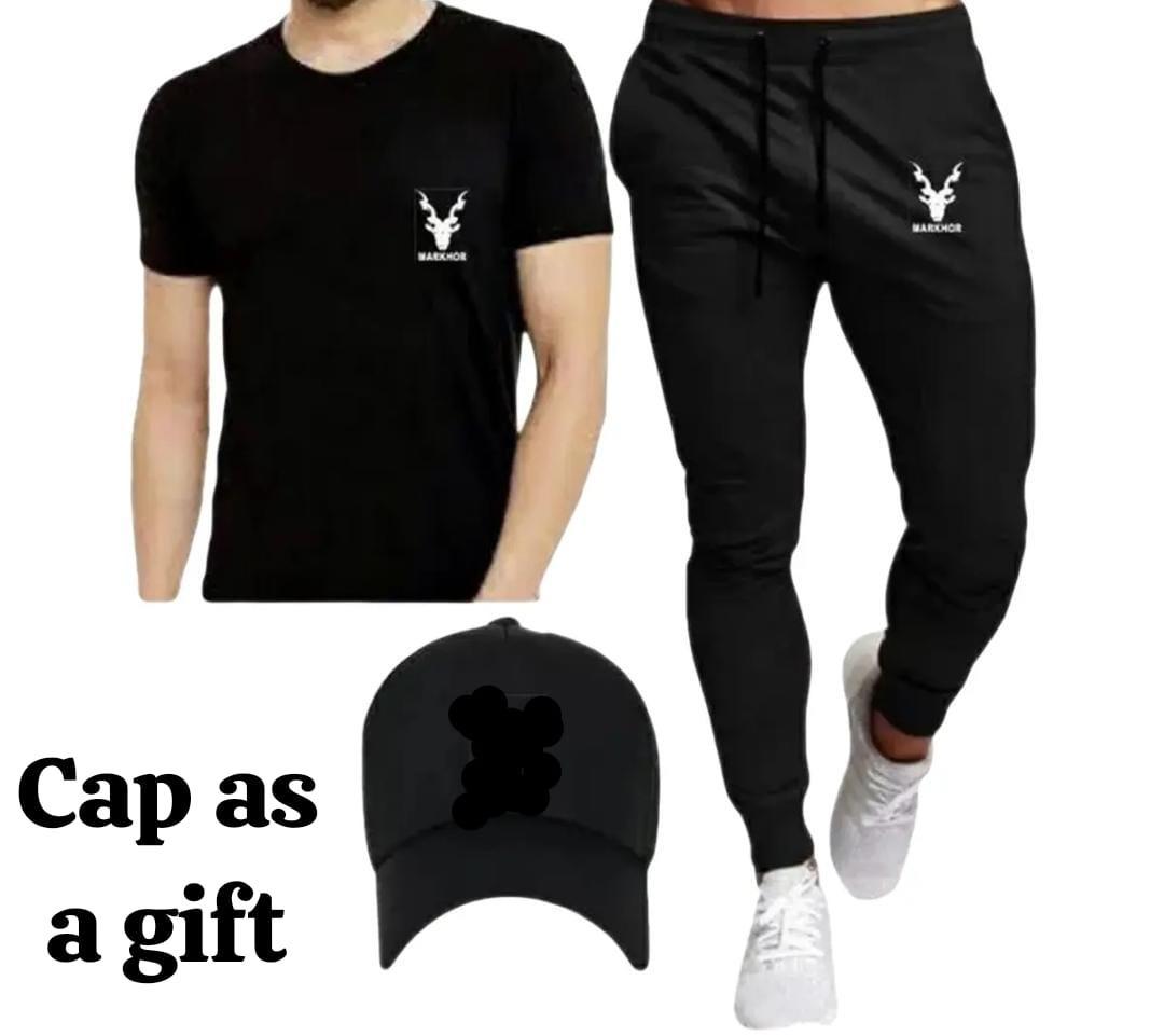 2 Pcs Men's Fabric : Dri Fit Track Suit With Cap As A Gift